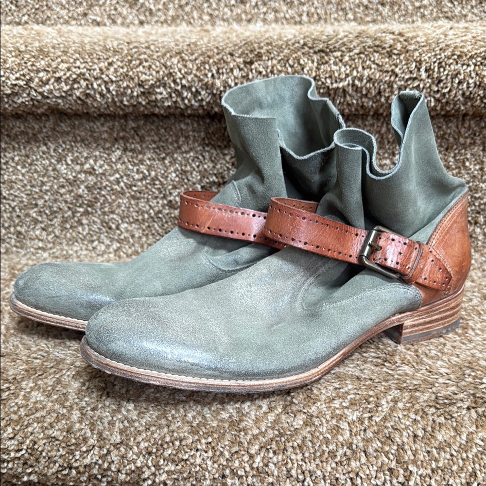 Women’s Green Leather Ankle Bo